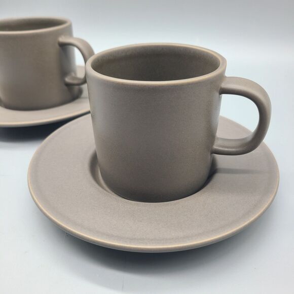 Set (2) Calvin Klein Coffee Cups with Saucers Matte Grey Swid Powell 6 oz - Picture 3 of 8
